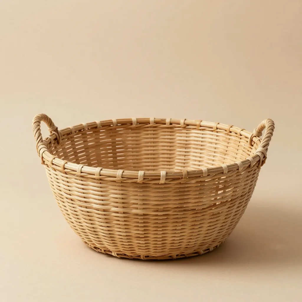 A large Bolga basket on a light background