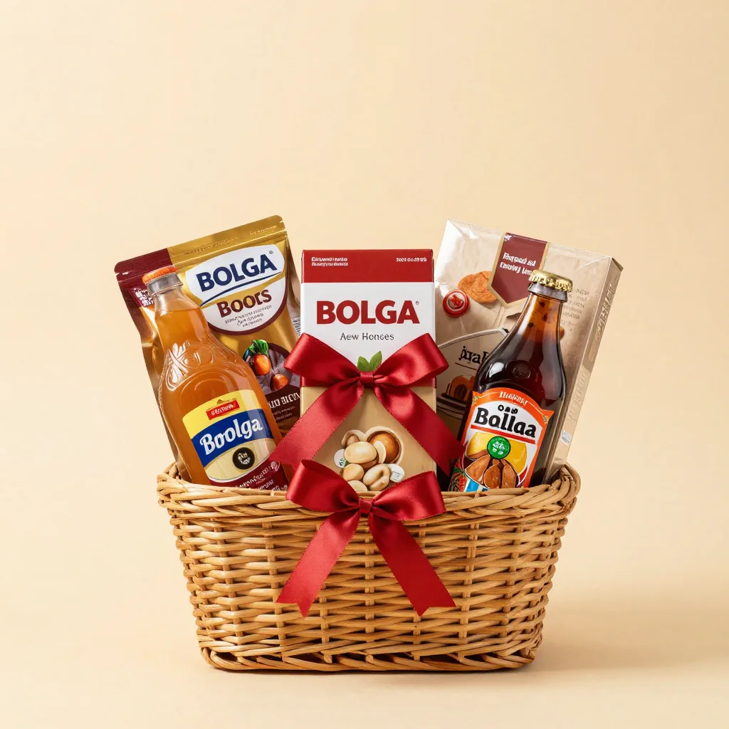 A Bolga gift basket on a light background
